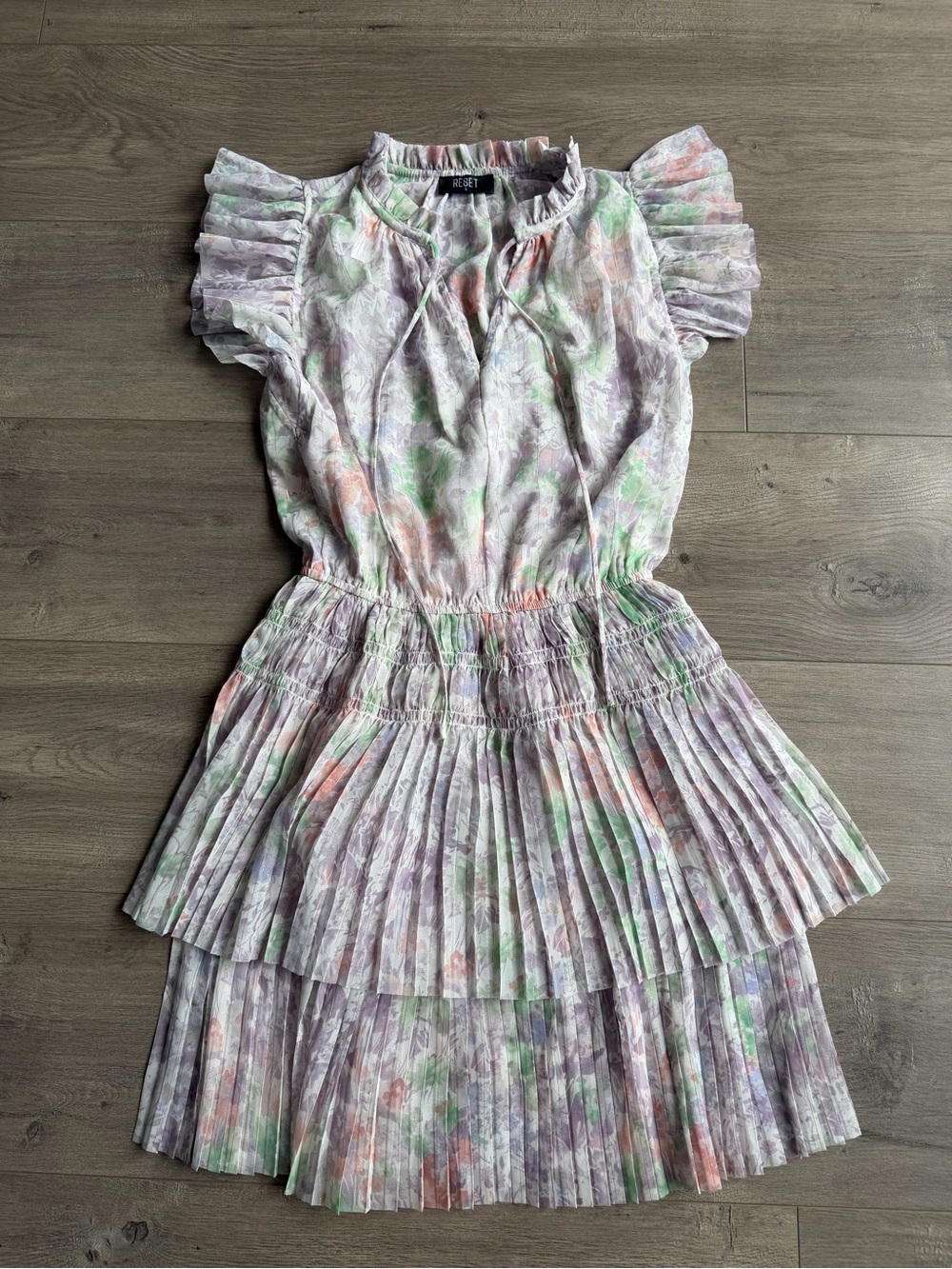 Reset The Gia Dress - Lilac Multi floral watercolor-style print - size small
